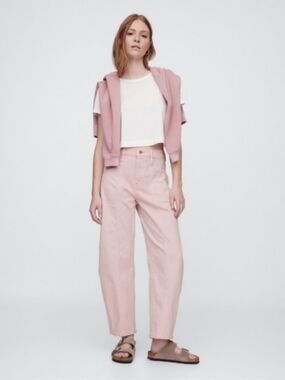 Gap Gap High Rise Seamed Barrel Jeans Dull Rose Pink